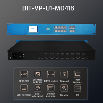 Processore video 4K60 4 ingressi, 16 uscite per display multi-schermo Processore video 4K per pareti professionali