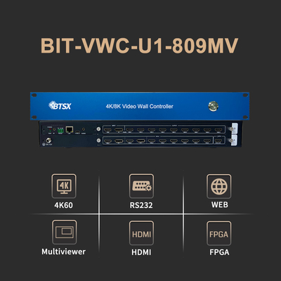 Bitvisus 4K60 8 in 9 Out Video Wall Controller RS232 HDMI/DP Control Web Control 2x2 Controller matrice murale video