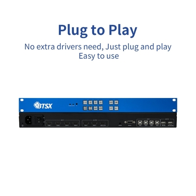 Soluzione di monitoraggio per conferenze HDMI 4K60 Bitvisus 4x3, adattatore switch schermo multi-viewer nero 4 in 3 out