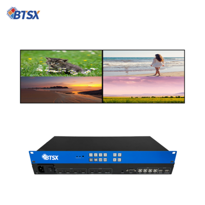 4 in 3 Out Black Multi-Viewer Screen Switch Adapter Bitvisus 4x3 4K60 Soluzione di monitoraggio delle conferenze HDMI per riunioni