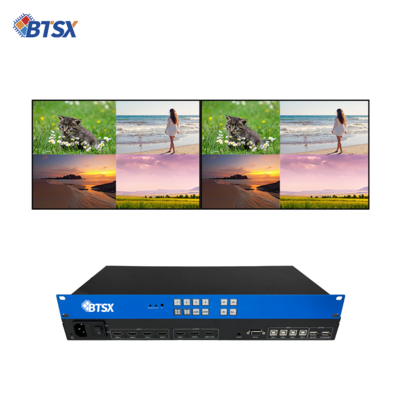 4 in 3 Out Black Multi-Viewer Screen Switch Adapter Bitvisus 4x3 4K60 Soluzione di monitoraggio delle conferenze HDMI per riunioni