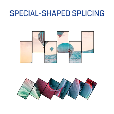 Splitter HDMI a forma speciale per processore di giunzione multi-schermo 8K con effetti bordo e sovrapposizione di materiali